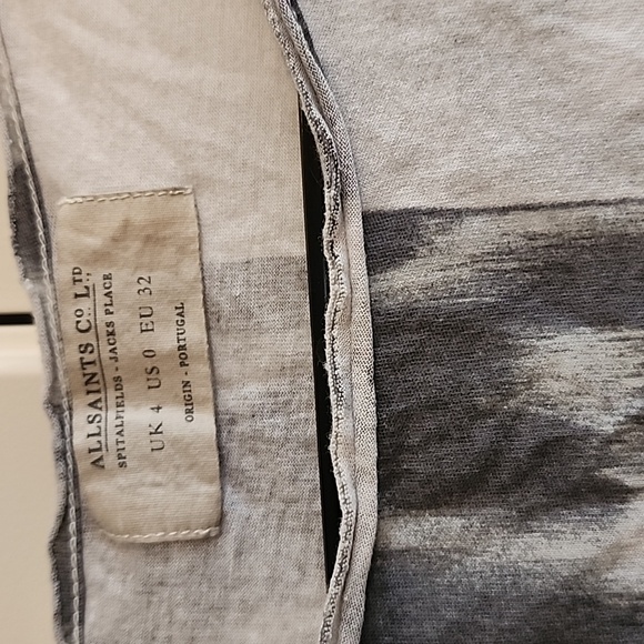 Allsaints Def Tee Sleeveless Gray Skull & Leopard Print Tank Top Us 0 - Picture 2 of 5